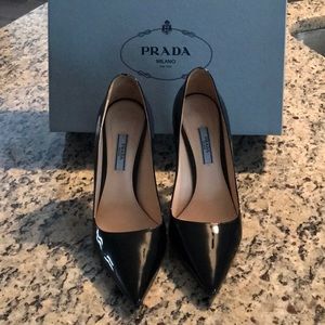 PRADA - Black Patent Pointy Toe Pumps